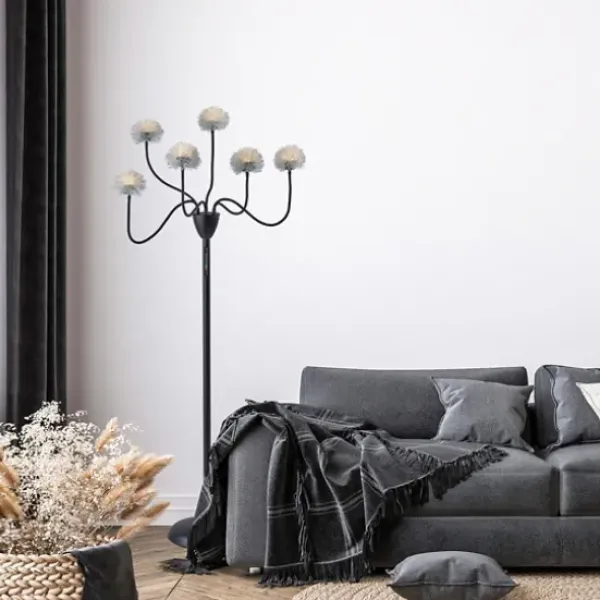 Floor Lamps-Kirkland's Home Metal 6-Arm Pom Pom Floor Lamp Black