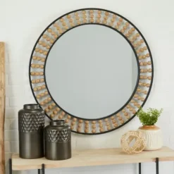 Decorative Mirrors-Kirkland's Home Metal Coen Bohemian Wall Mirror Black