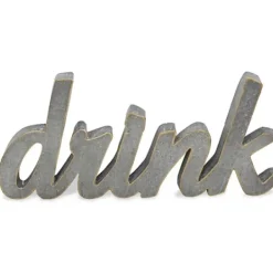 Wall Quotes & Signs-Kirkland's Home Metal Cursive Drink Sign Gray