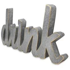 Wall Quotes & Signs-Kirkland's Home Metal Cursive Drink Sign Gray