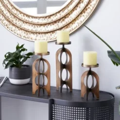 Candle Holders-Kirkland's Home Metal Cutout Candle Holders, Set Of 3 Gold