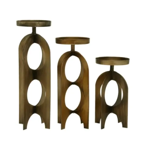 Candle Holders-Kirkland's Home Metal Cutout Candle Holders, Set Of 3 Gold