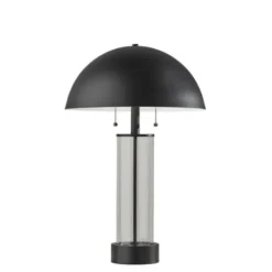 Table Lamps-Kirkland's Home Metal Dome And Clear Glass Table Lamp Black