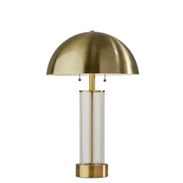 Table Lamps-Kirkland's Home Metal Dome And Clear Glass Table Lamp Gold