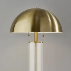 Table Lamps-Kirkland's Home Metal Dome And Clear Glass Table Lamp Gold