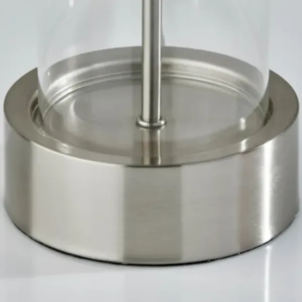 Table Lamps-Kirkland's Home Metal Dome And Clear Glass Table Lamp Silver