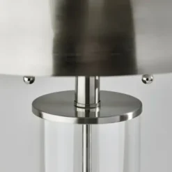 Table Lamps-Kirkland's Home Metal Dome And Clear Glass Table Lamp Silver