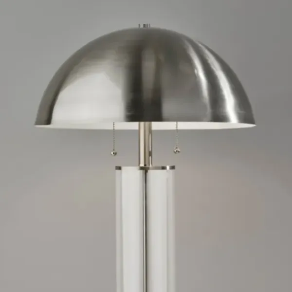 Table Lamps-Kirkland's Home Metal Dome And Clear Glass Table Lamp Silver