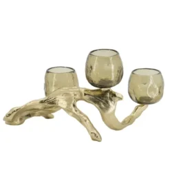 Candle Holders-Kirkland's Home Metal Driftwood Votive Candle Holder Gold