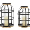 Lanterns-Kirkland's Home Metal Frame Lanterns, Set Of 2 Black