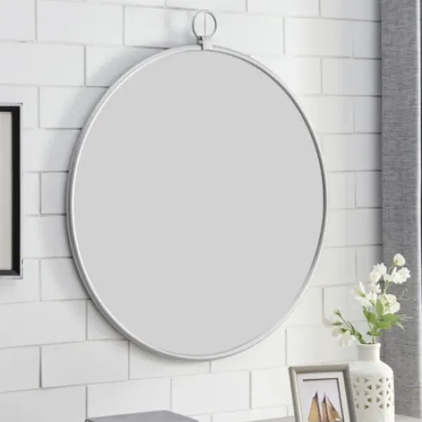 Decorative Mirrors-Kirkland's Home Metal Frame Round Wall Mirror Silver