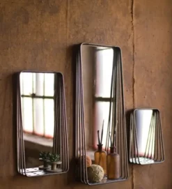 Decorative Mirrors-Kirkland's Home Metal Frame With Shelves Wall Mirrors, Set Of 3