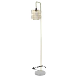 Floor Lamps-Kirkland's Home Metal Grid Shade Floor Lamp Gold