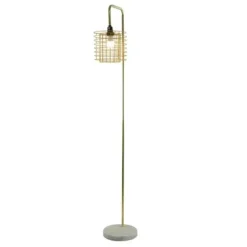 Floor Lamps-Kirkland's Home Metal Grid Shade Floor Lamp Gold