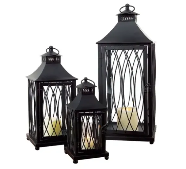 Lanterns-Kirkland's Home Metal Lanterns With Top Handles, Set Of 3 Black