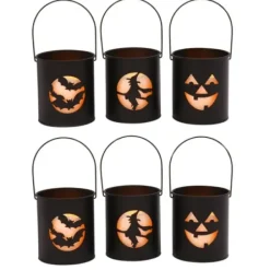 Lanterns-Kirkland's Home Metal Led Halloween Lanterns, Set Of 6 Black