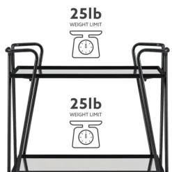 Kitchen Islands & Bar Carts-Kirkland's Home Metal Mirrored Shelves Bar Cart Black