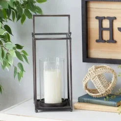 Lanterns-Kirkland's Home Metal Modern Lantern Black