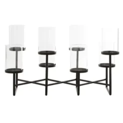 Candle Holders-Kirkland's Home Metal Multi Level Candelabra Runner Black