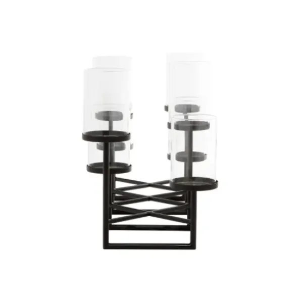 Candle Holders-Kirkland's Home Metal Multi Level Candelabra Runner Black
