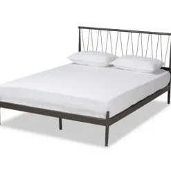 Beds & Headboards-Kirkland's Home Metal Open Headboard Full Platform Bed Black