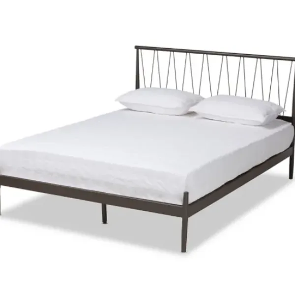 Beds & Headboards-Kirkland's Home Metal Open Headboard Full Platform Bed Black