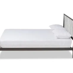 Beds & Headboards-Kirkland's Home Metal Open Headboard Full Platform Bed Black