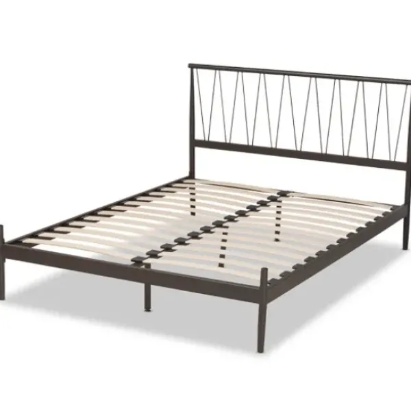 Beds & Headboards-Kirkland's Home Metal Open Headboard Full Platform Bed Black
