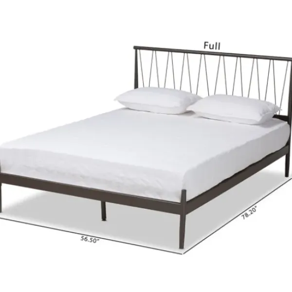 Beds & Headboards-Kirkland's Home Metal Open Headboard Full Platform Bed Black
