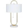 Table Lamps-Kirkland's Home Metal Open Loop Stem White Round Table Lamp Gold