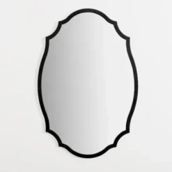 Framed Mirrors-Kirkland's Home Metal Scalloped Edge Mirror Black