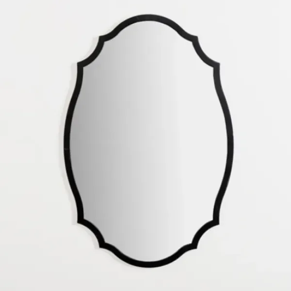 Framed Mirrors-Kirkland's Home Metal Scalloped Edge Mirror Black