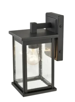Outdoor Lighting-Kirkland's Home Metal Seeded Glass Outdoor Sconce Black