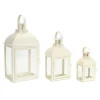 Lanterns-Kirkland's Home Metal Slope Top Lanterns, Set Of 3 Ivory