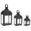 Lanterns-Kirkland's Home Metal Slope Top Lanterns, Set Of 3 Black