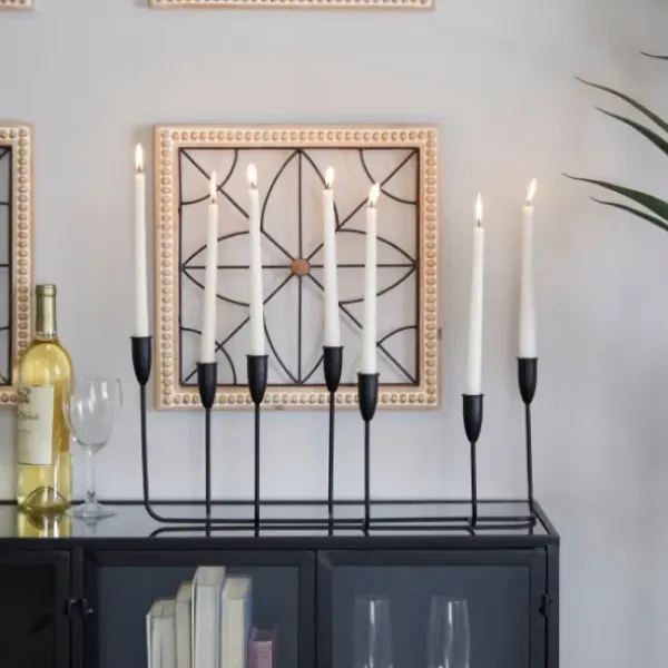 Candle Holders-Kirkland's Home Metal Taper Candle Holder Runner Black