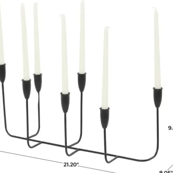 Candle Holders-Kirkland's Home Metal Taper Candle Holder Runner Black