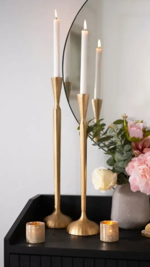 Candle Holders-Kirkland's Home Metal Taper Candle Holder, 18 In. Gold