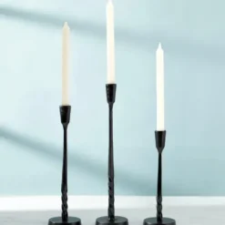 Candle Holders-Kirkland's Home Metal Twisted Taper Candle Holder, 15 In. Black
