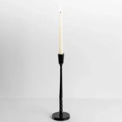 Candle Holders-Kirkland's Home Metal Twisted Taper Candle Holder, 13 In. Black