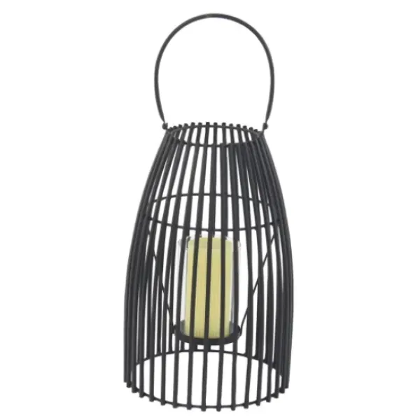 Lanterns-Kirkland's Home Metal Vertical Caged Lantern, 16 In. Black