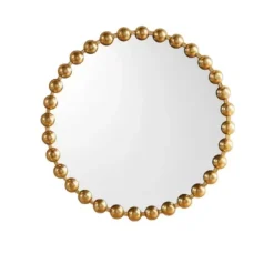 Decorative Mirrors-Kirkland's Home Metallic Gold Foiled Beaded Wall Mirror, 27 In.