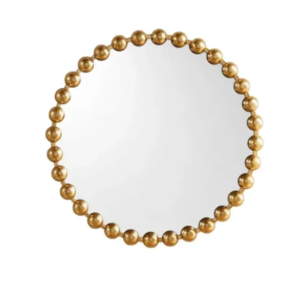 Decorative Mirrors-Kirkland's Home Metallic Gold Foiled Beaded Wall Mirror, 27 In.