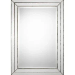 Decorative Mirrors-Kirkland's Home Metallic Grooved Texture Wall Mirror Silver