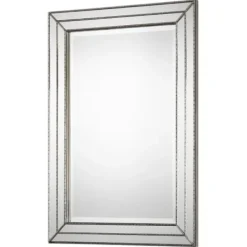 Decorative Mirrors-Kirkland's Home Metallic Grooved Texture Wall Mirror Silver