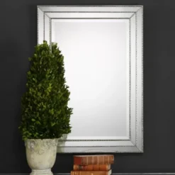 Decorative Mirrors-Kirkland's Home Metallic Grooved Texture Wall Mirror Silver