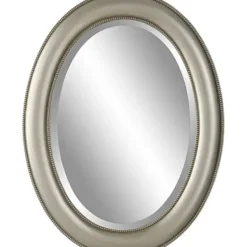 Decorative Mirrors-Kirkland's Home Metallic Oval Beveled Frame Mirror Silver