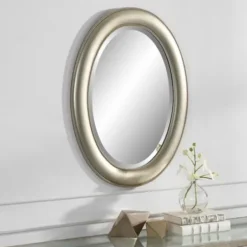 Decorative Mirrors-Kirkland's Home Metallic Oval Beveled Frame Mirror Silver