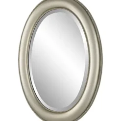 Decorative Mirrors-Kirkland's Home Metallic Oval Beveled Frame Mirror Silver