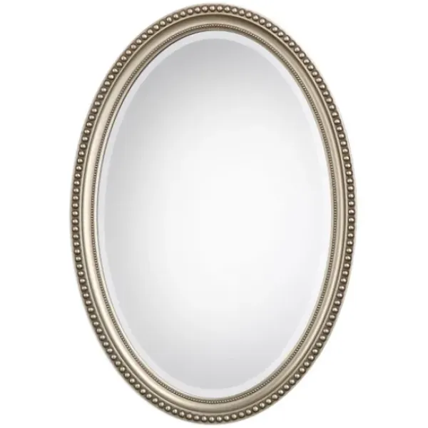 Decorative Mirrors-Kirkland's Home Metallic Silver Beaded Edge Oval Mirror